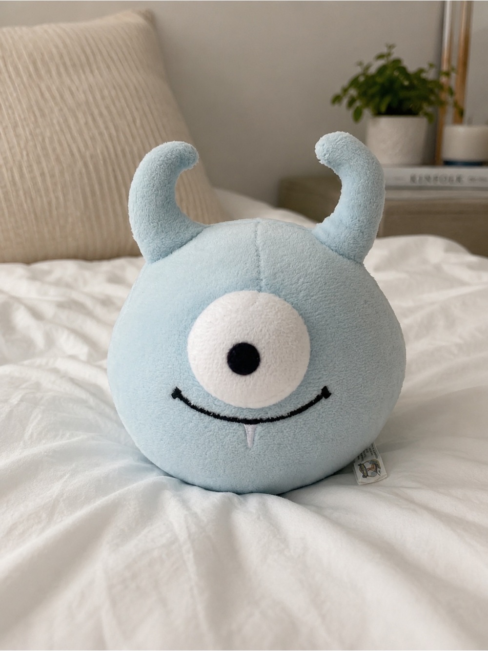 Blue One-Eyed Monster Plush Stuffed Toy with Horns